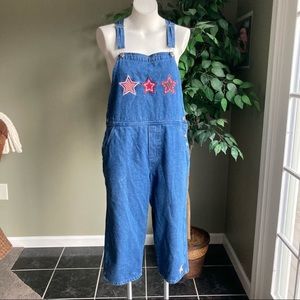 Mountain Lake Casuals | Vintage Star Embroidered Ankle Overalls